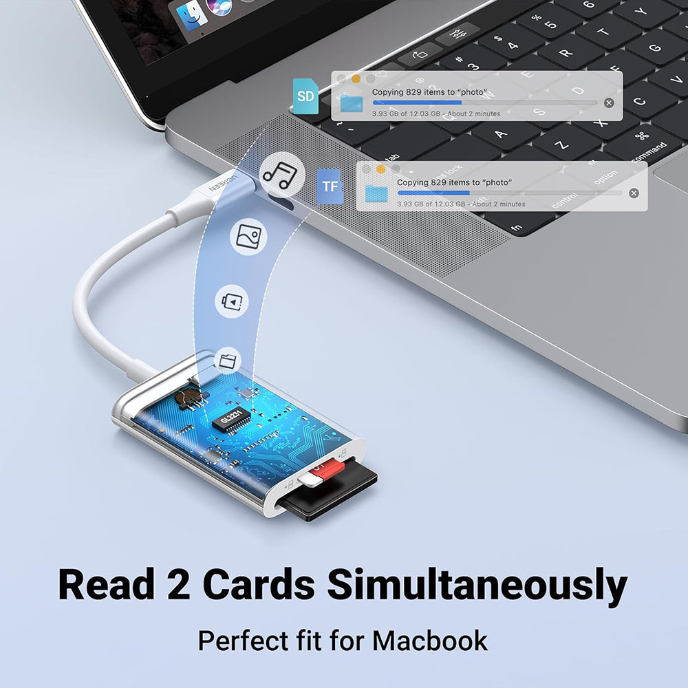 USB-C Kaartlezer UGREEN CM265, SD - microSD, Wit