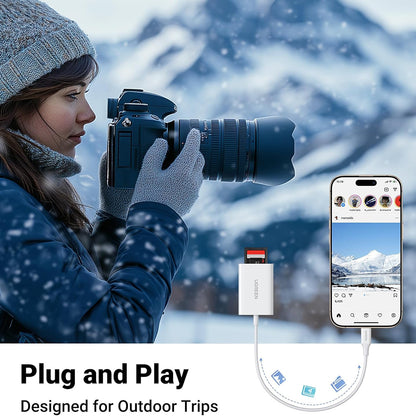 USB-C Kaartlezer UGREEN CM265, SD - microSD, Wit