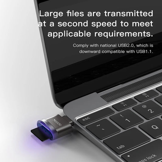 USB-C Yesido GS19 Card Reader, USB-A (OTG) - microSD, Gray