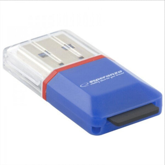 Lecteur de carte USB Esperanza EA134B, microSD, Bleu