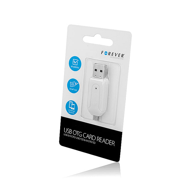 USB / microUSB-kaartlezer Forever, SD - microSD, Wit