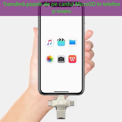 Kaartlezer USB / USB-C / Lightning / microUSB Yesido GS13, microSD, Zilver