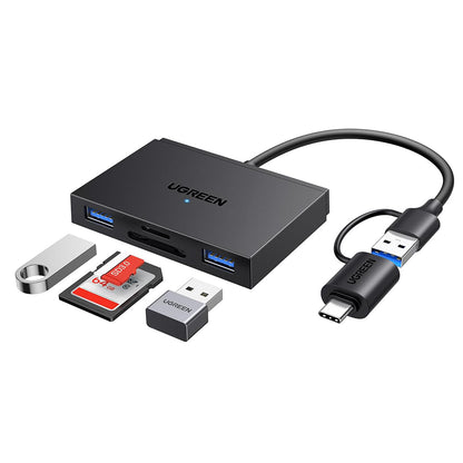 Kaartlezer USB / USB-C UGREEN CM812 (45167), SD - microSD - 2 x USB-A, Zwart