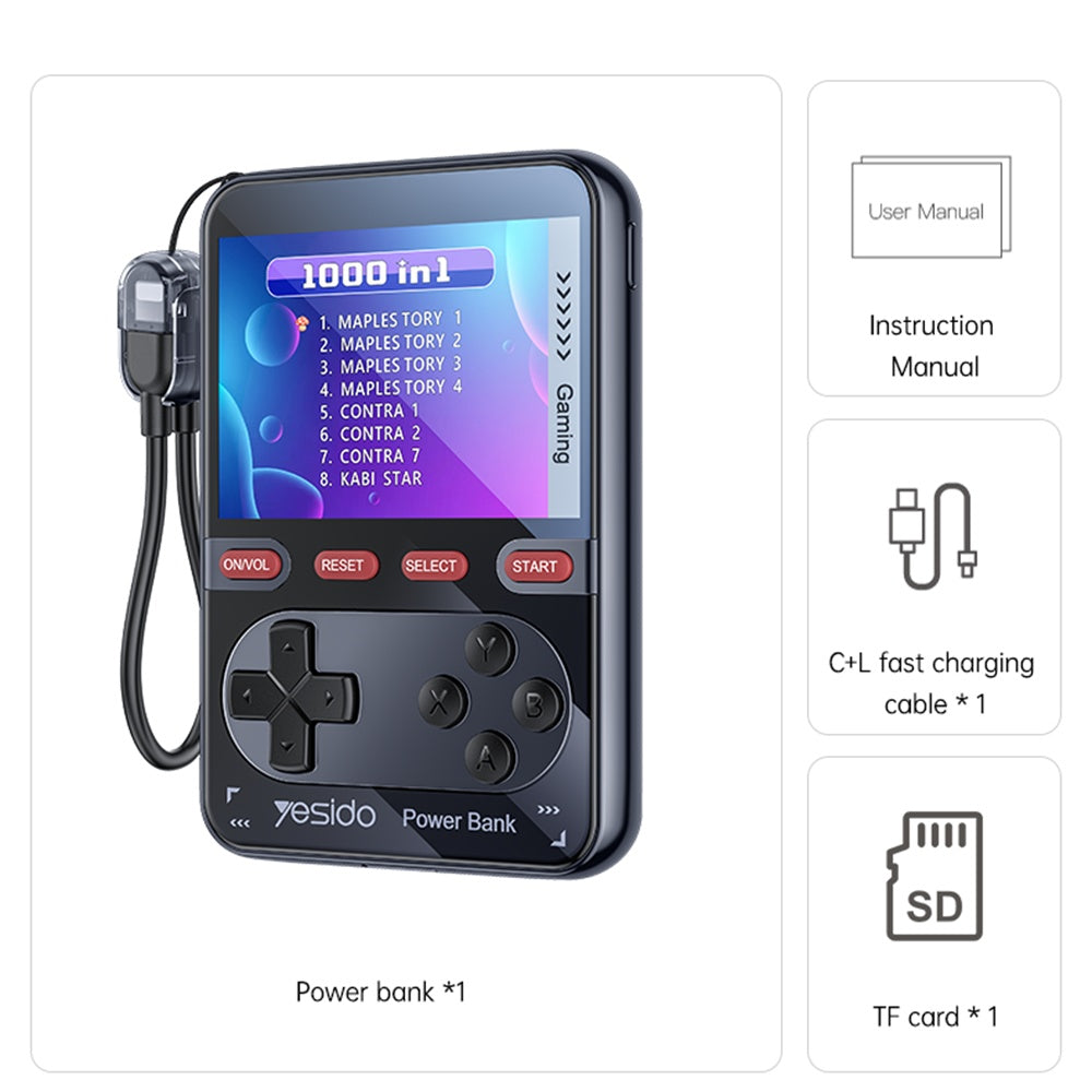 Draagbare Spelconsole met Externe Batterij Yesido YP87, Zwart