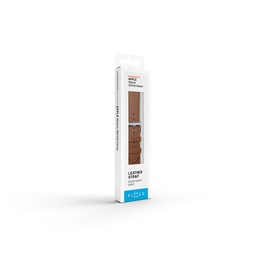 Fixed Leather Armband für Apple Watch 49mm / 46mm / 45mm / 44mm / 42mm Serie, Braun