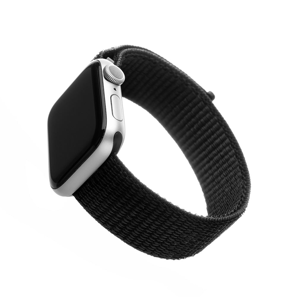 Fixed Nylon Armband für Apple Watch 49mm / 46mm / 45mm / 44mm / 42mm Serie, Schwarz
