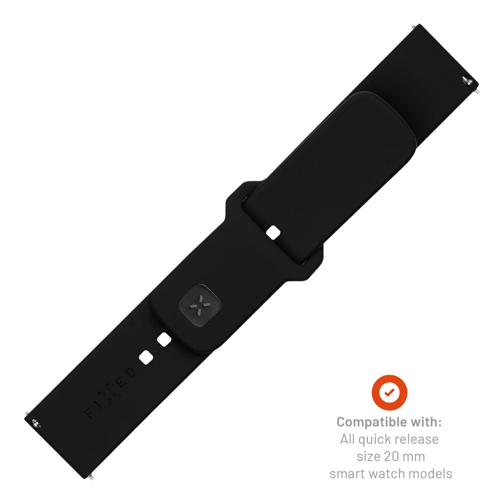 Fixed Silicone Sporty Armband für Samsung Galaxy Watch / Huawei Watch Series, 20mm, Schwarz