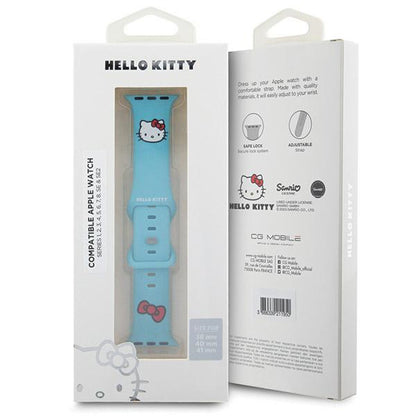 Bracelet Hello Kitty Silicone Kitty Head pour Apple Watch 42mm / 41mm / 40mm / 38mm Series, Bleu