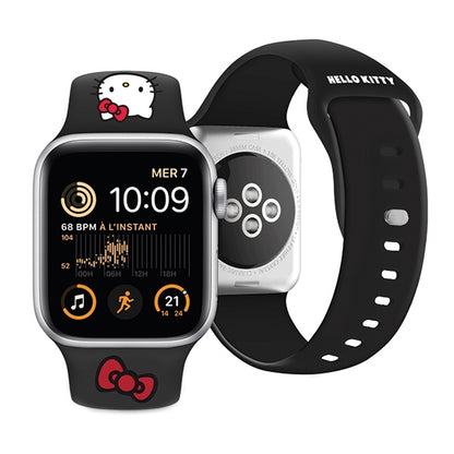 Hello Kitty Silikonarmband Kitty Head für Apple Watch 42mm / 41mm / 40mm / 38mm Serie, Schwarz