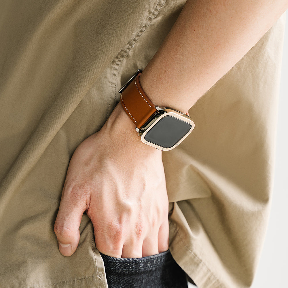 Ringke Leather One Armband für Apple Watch 49mm / 46mm / 45mm / 44mm / 42mm Serie, Schwarz