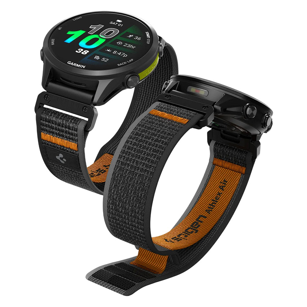 Spigen Athlex Air Armband für Garmin Watch Fenix / Forerunner / Approach Series, 22mm, Schwarz Orange AMP11426
