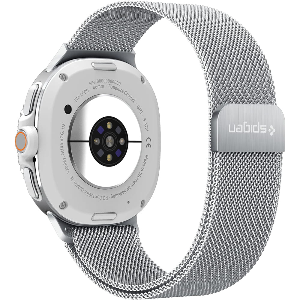 Spigen Metal Fit band voor Samsung Galaxy Watch9 / Watch8 / Watch8 Classic Series, Zilver AMP10121