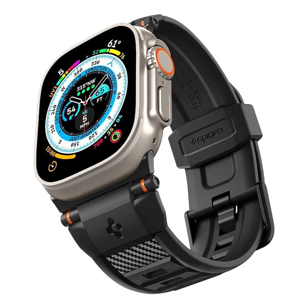 Bracelet Spigen Rugged pour Apple Watch 49mm / 46mm / 45mm / 44mm / 42mm Series, Noir AMP07105