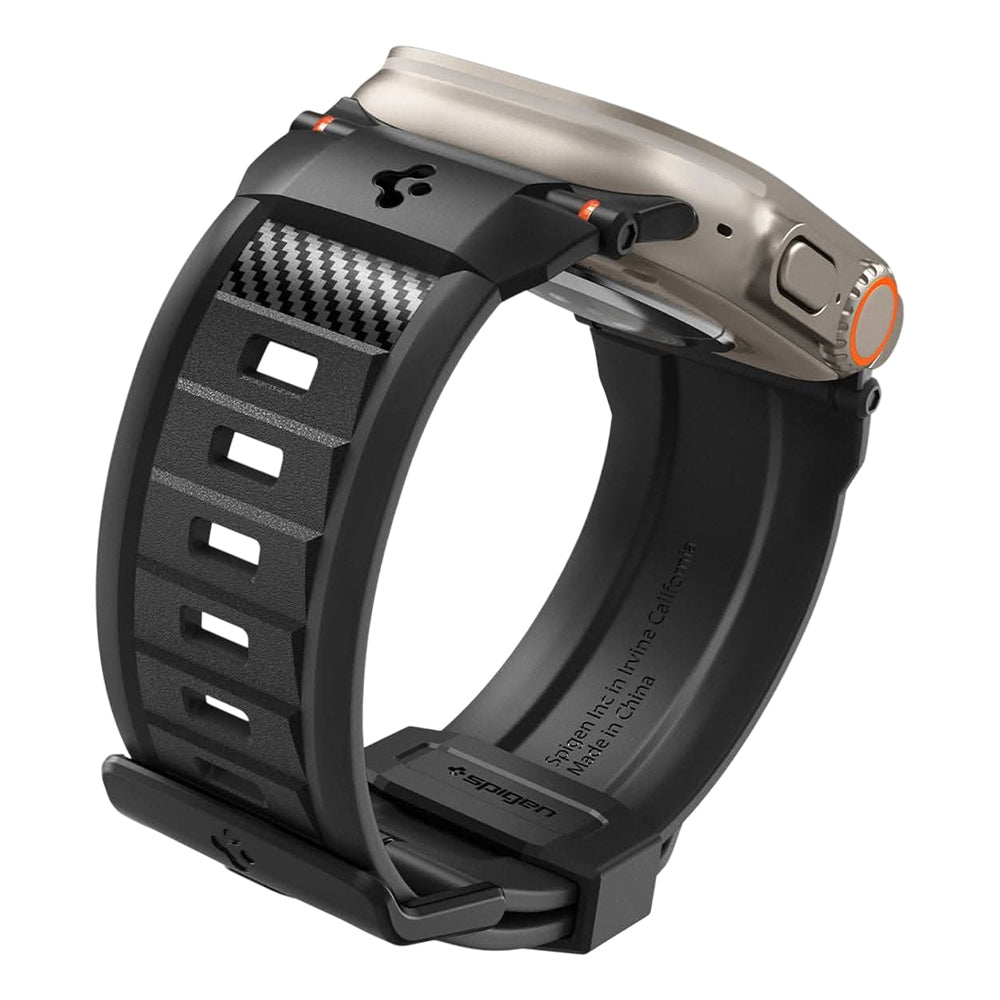 Bracelet Spigen Rugged pour Apple Watch 49mm / 46mm / 45mm / 44mm / 42mm Series, Noir AMP07105