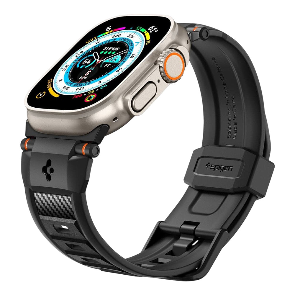 Bracelet Spigen Rugged pour Apple Watch 49mm / 46mm / 45mm / 44mm / 42mm Series, Noir AMP07105