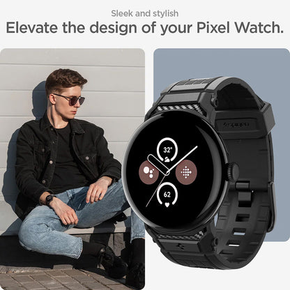 Spigen Rugged Armband für Google Pixel Watch 41mm Serie, Schwarz AMP07556