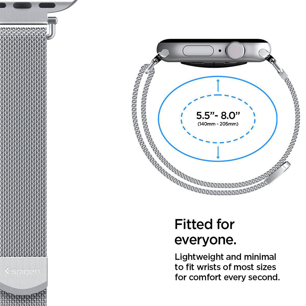 Spigen WBM4 Armband für Apple Watch 42mm / 41mm / 40mm Series, Silber AMP10498