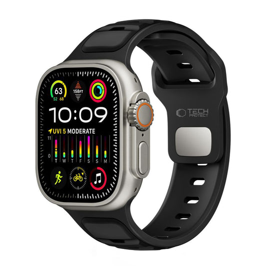 Bracelet Tech-Protect Iconband Line pour Apple Watch 49mm / 46mm / 45mm / 44mm Series, Noir