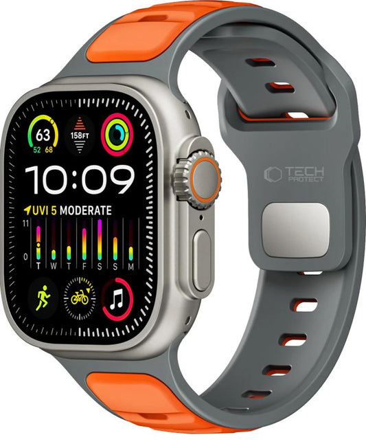Bracelet Tech-Protect Iconband Line pour Apple Watch 49mm / 46mm / 45mm / 44mm Series, Gris Orange