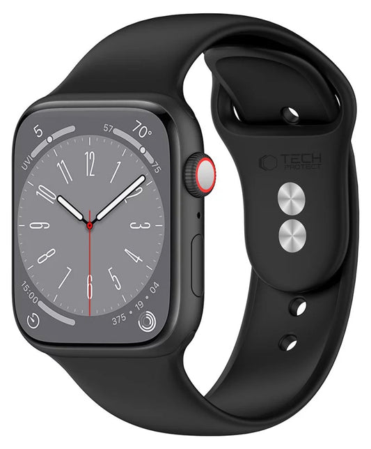 Bracelet Tech-Protect Silicone pour Apple Watch 42mm / 41mm / 40mm Series, Noir