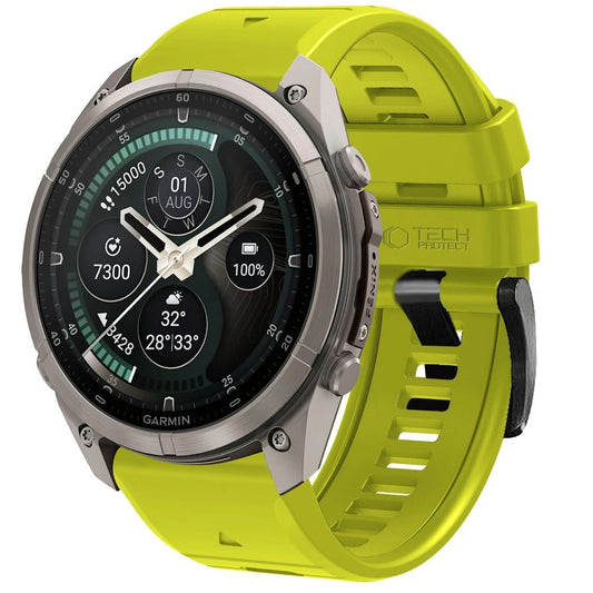 Bracelet en silicone Techsuit pour Garmin Fenix 5X / 5X Plus / 6X / 6X Pro / 7X / 8 / 8 Pro / 9 / 9 Pro, vert