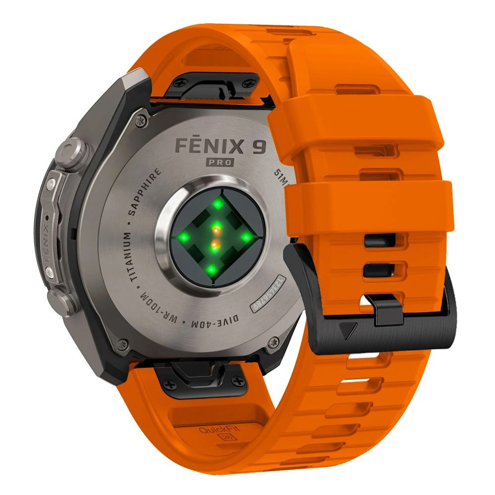 Bracelet en silicone Techsuit pour Garmin Fenix 5 / 6 / 6 Pro / 7 / 8 / 8 Pro / E / 9 / 9 Pro, orange

