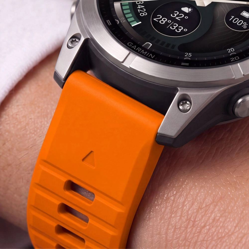 Bracelet en silicone Techsuit pour Garmin Fenix 5 / 6 / 6 Pro / 7 / 8 / 8 Pro / E / 9 / 9 Pro, orange
