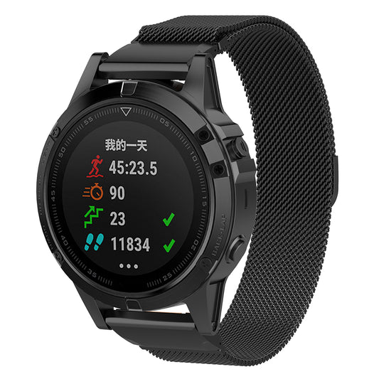 Techsuit W009 Armband für Garmin Watch Fenix / Forerunner Serie, 22mm, Schwarz