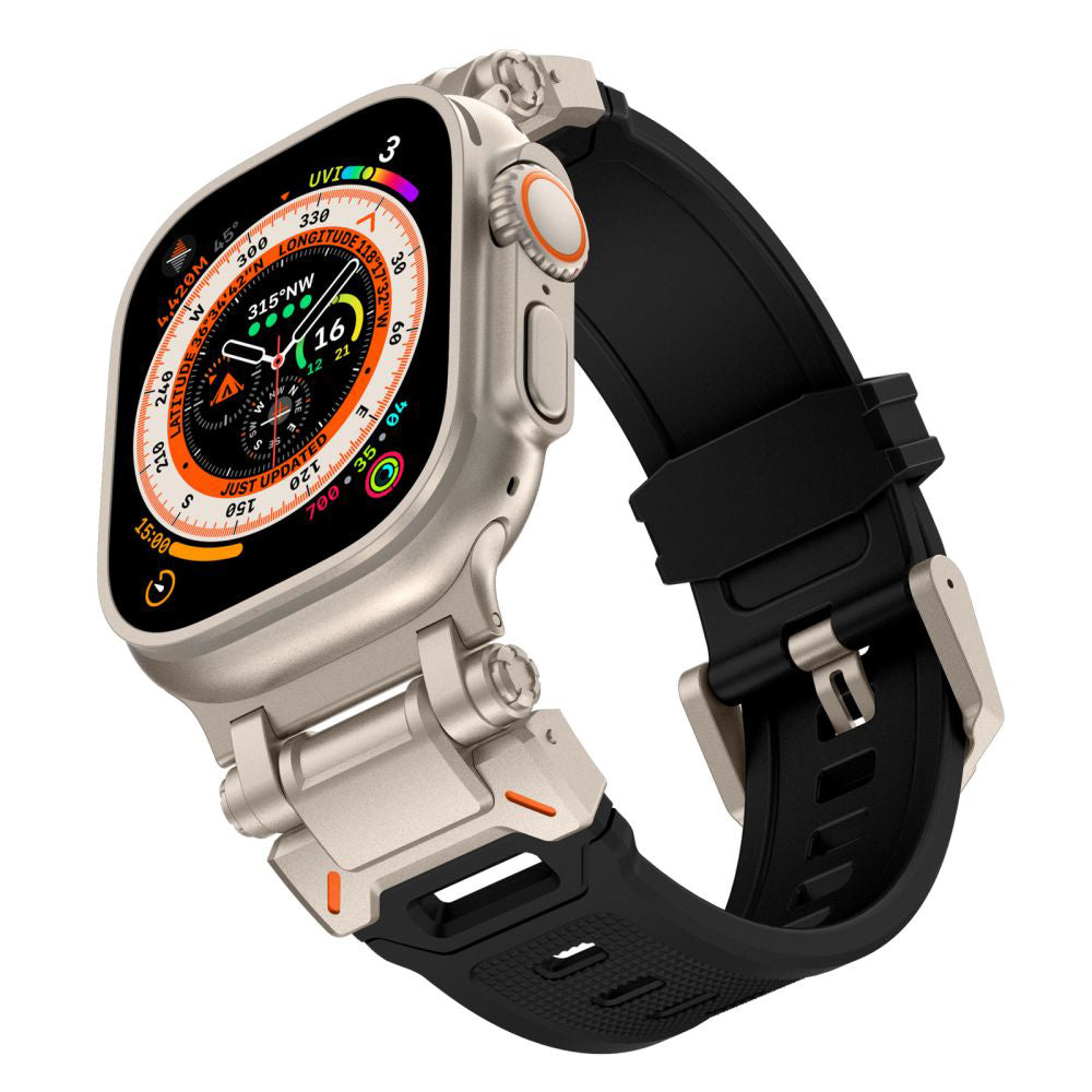 Techsuit W064 band voor Apple Watch 49mm / 46mm / 45mm / 44mm / 42mm Series, Zwart Zilver