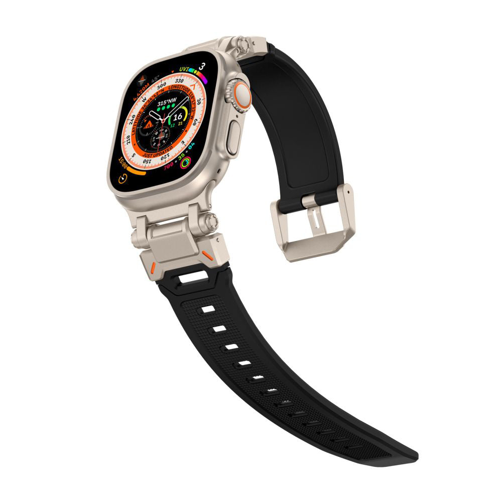 Techsuit W064 band voor Apple Watch 49mm / 46mm / 45mm / 44mm / 42mm Series, Zwart Zilver