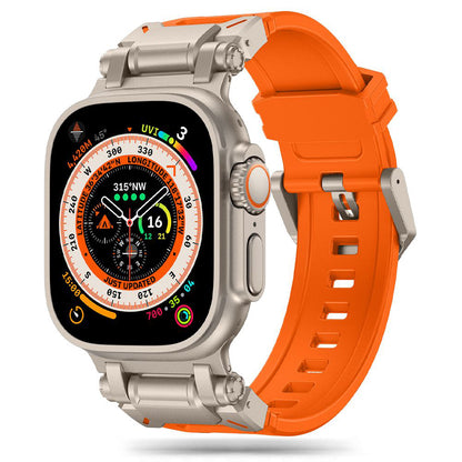 Techsuit W064 band voor Apple Watch 49mm / 46mm / 45mm / 44mm / 42mm Series, Zilver Oranje