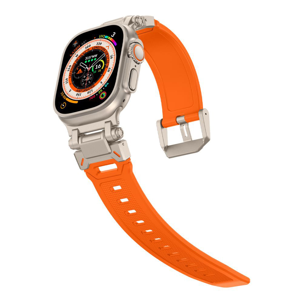 Techsuit W064 band voor Apple Watch 49mm / 46mm / 45mm / 44mm / 42mm Series, Zilver Oranje