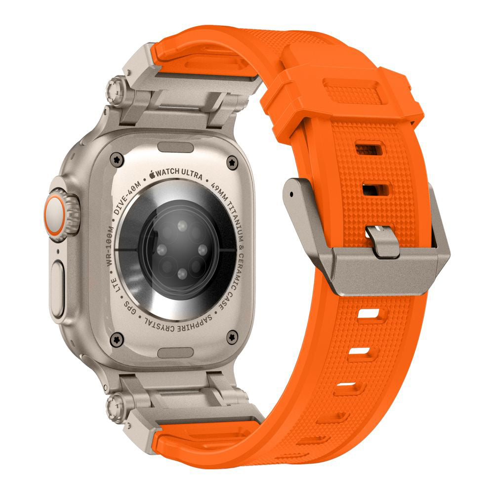 Techsuit W064 band voor Apple Watch 49mm / 46mm / 45mm / 44mm / 42mm Series, Zilver Oranje