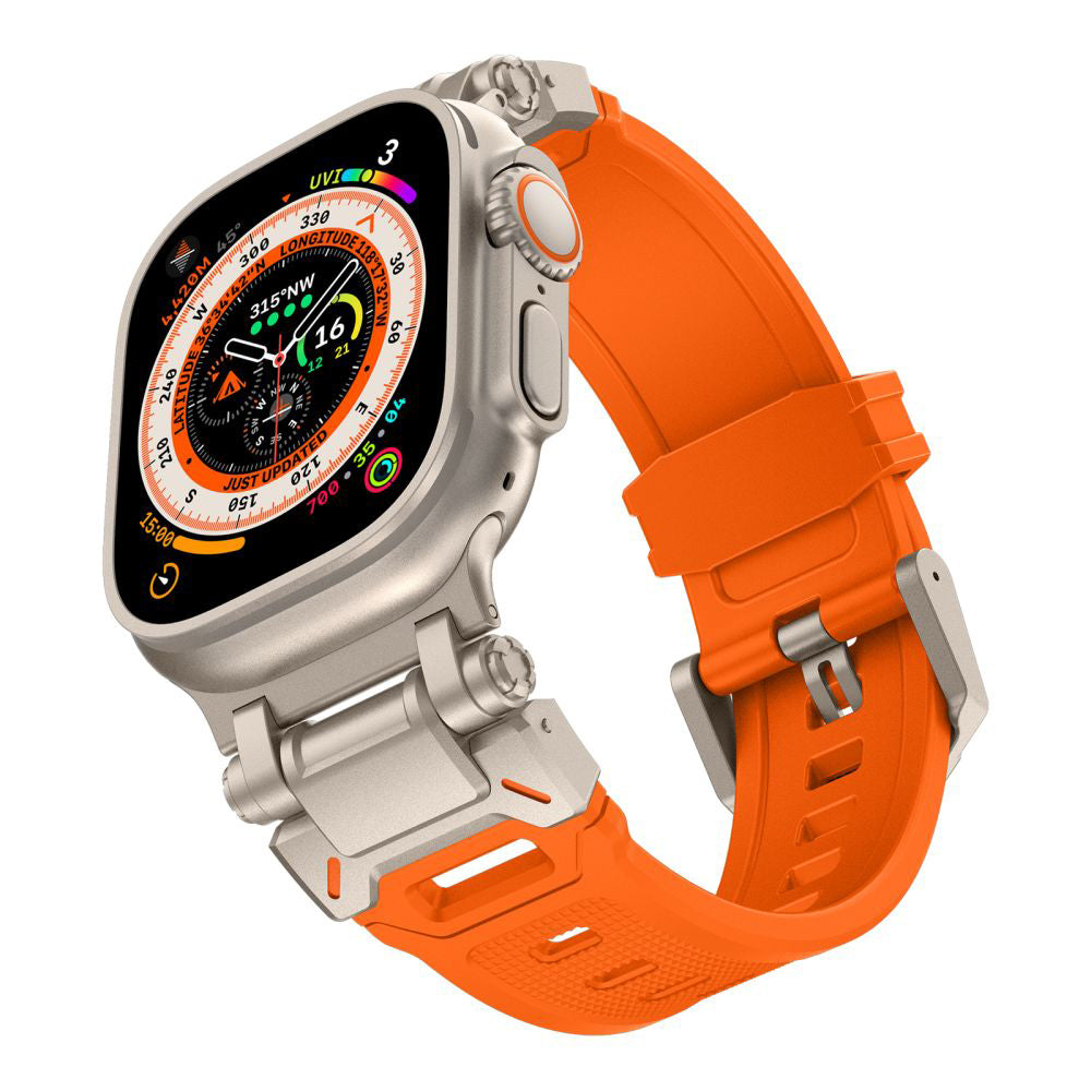 Techsuit W064 band voor Apple Watch 49mm / 46mm / 45mm / 44mm / 42mm Series, Zilver Oranje