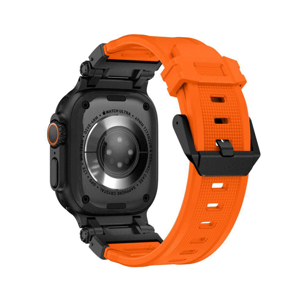 Techsuit W064 band voor Apple Watch 49mm / 46mm / 45mm / 44mm / 42mm Series, Zwart Oranje