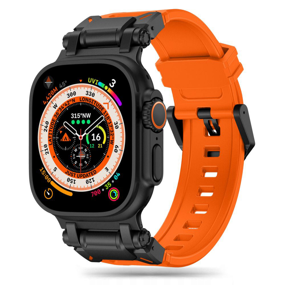 Techsuit W064 band voor Apple Watch 49mm / 46mm / 45mm / 44mm / 42mm Series, Zwart Oranje