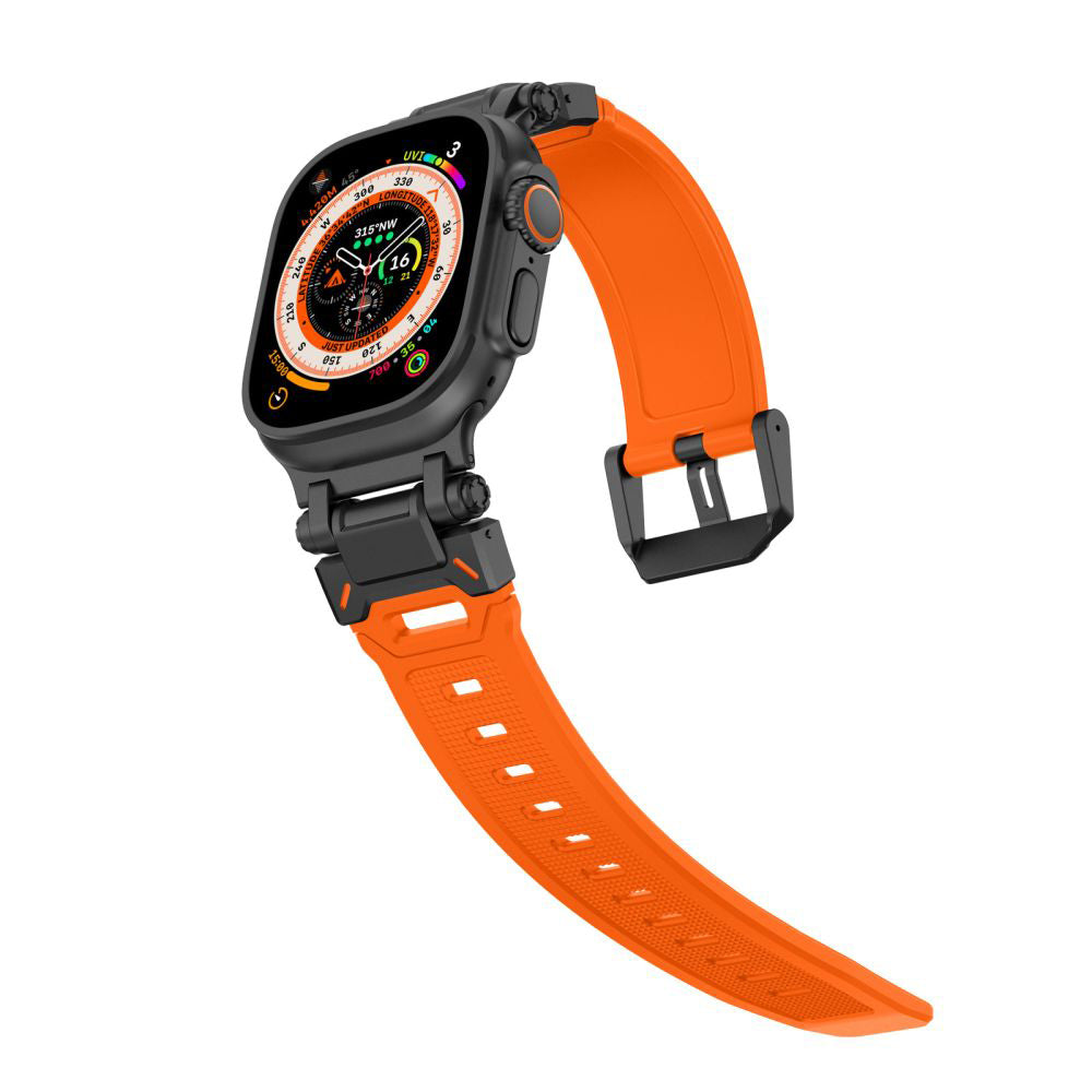 Techsuit W064 band voor Apple Watch 49mm / 46mm / 45mm / 44mm / 42mm Series, Zwart Oranje