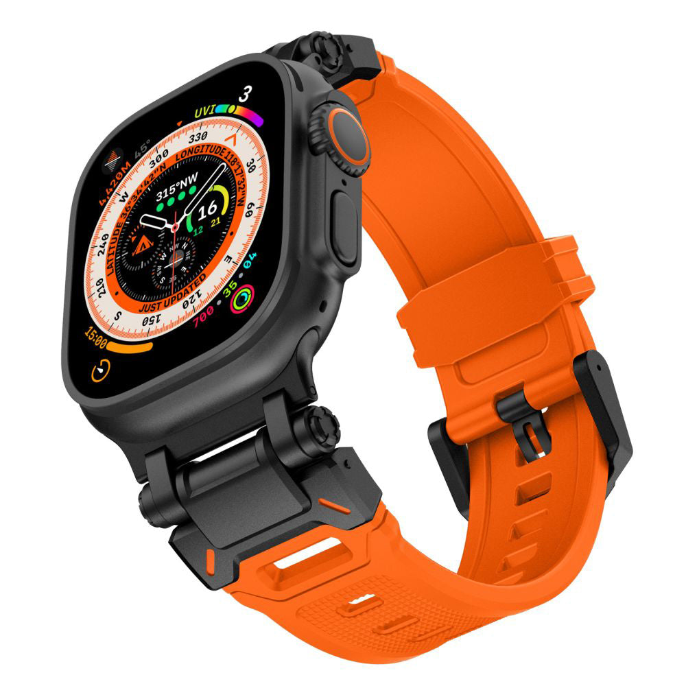 Techsuit W064 band voor Apple Watch 49mm / 46mm / 45mm / 44mm / 42mm Series, Zwart Oranje