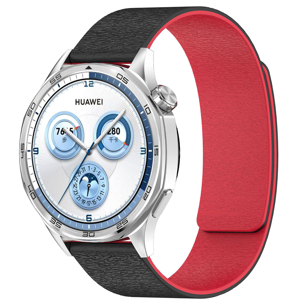 Techsuit W074 Armband für Samsung Galaxy Watch / Huawei Watch Series, 22mm, Schwarz Rot