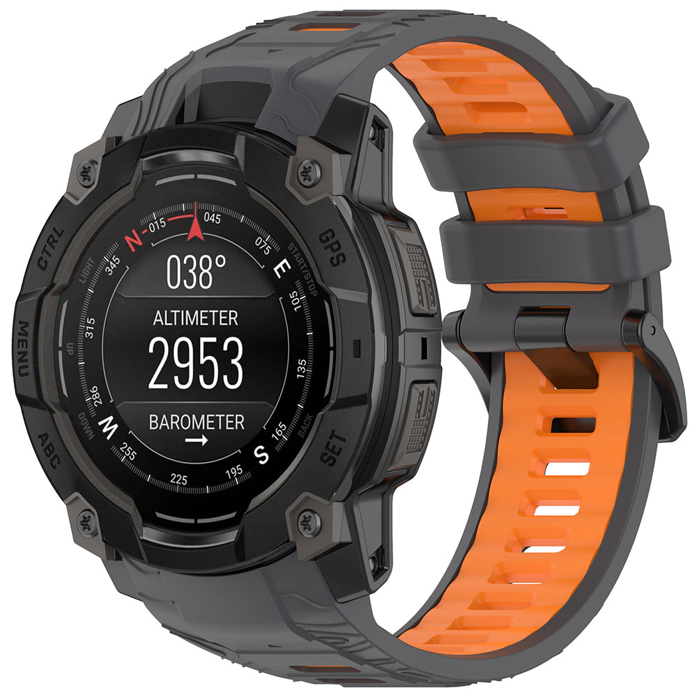 Techsuit W077 Armband für Garmin Instinct 3 45mm Solar / Instinct 3 45mm, Grau Orange