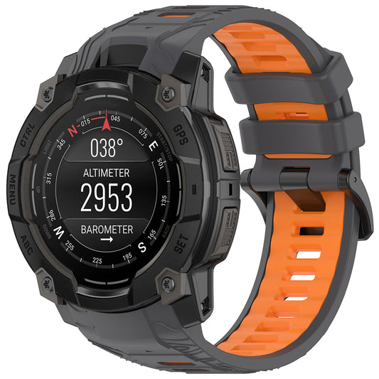 Bracelet Techsuit W077 pour Garmin Instinct 3 50mm Solar / Instinct 3 50mm, Gris Orange