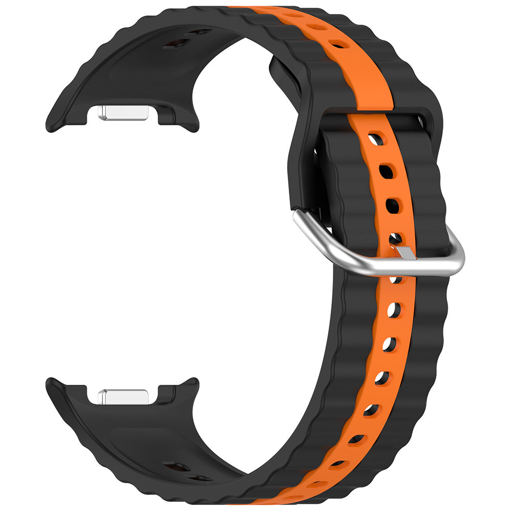 Techsuit W078 band voor Samsung Galaxy Watch 8 Classic / Watch8 44mm / Watch 8 40mm, Zwart Oranje