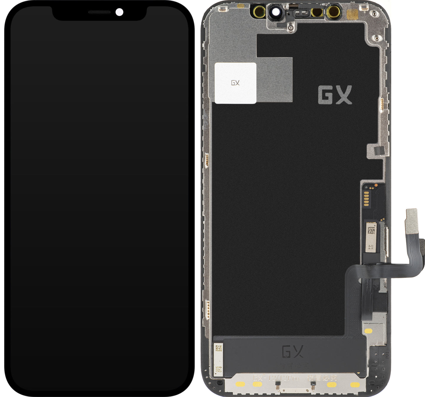 Touchscreen Display GX voor Apple iPhone 12 / 12 Pro, met frame, OLED IC beweegbare versie, zwart