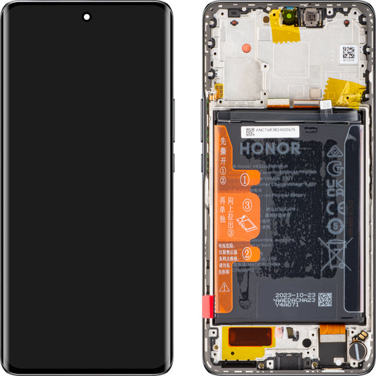 Touchscreen scherm Honor Magic6 Lite, met frame en batterij, Midnight Black, Service Pack 0235AHHP