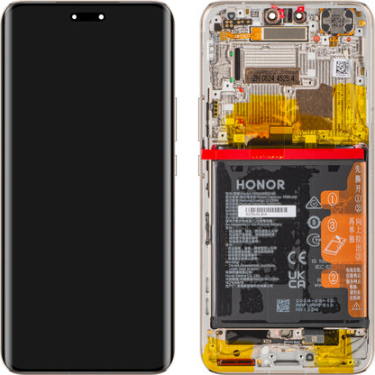 Display met aanraakscherm Honor Magic6 Pro, met frame en batterij, goud, Service Pack 0235ALRA 
