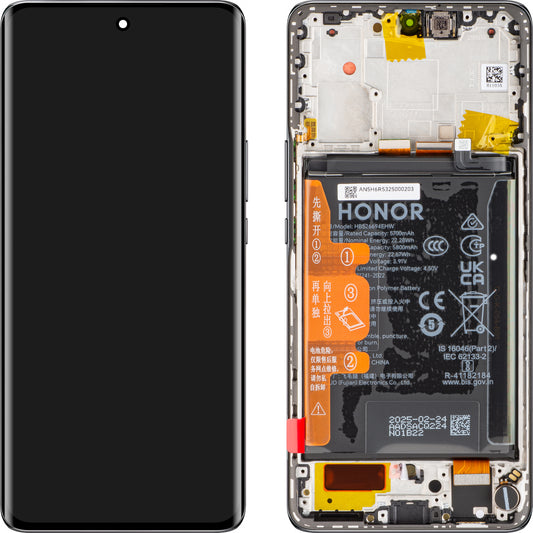 Display met Touchscreen Honor X50, met Frame en Batterij, Zwart, Service Pack 0235AGJG