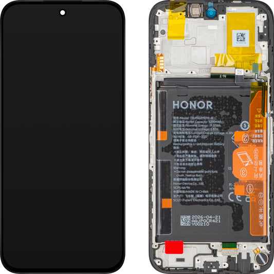 Honor X6c Touchscreen Display, met Frame en Accu, Zwart (Midnight Black), Service Pack 0235APGS