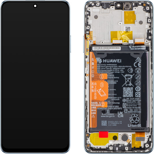 Beeldscherm met touchscreen Huawei nova Y90, met frame en batterij, kristalblauw, Service Pack 02355ARH 