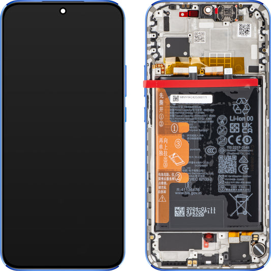 Écran tactile Huawei nova 12s, avec cadre et batterie, bleu, Service Pack 02356BMY 