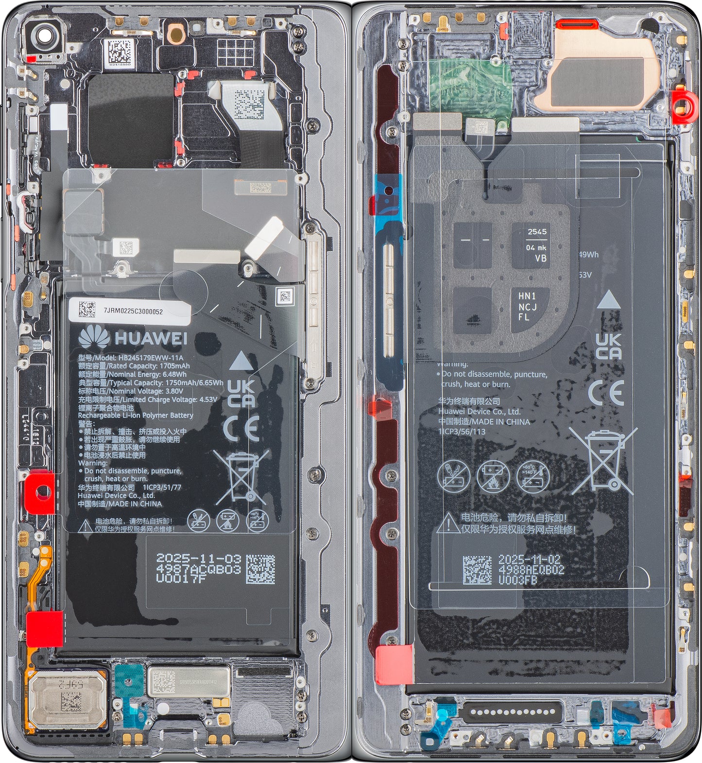 Huawei Mate X7 Display with Touchscreen, Frame and Battery, Grey, Service Pack 02357JRM